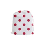 Polka Dots - Cardinal Red on White Drawstring Pouch (M)