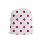 Polka Dots - Cardinal Red on White Drawstring Pouch (L)