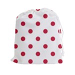 Polka Dots - Cardinal Red on White Drawstring Pouch (XXl)