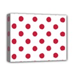 Polka Dots - Cardinal Red on White Deluxe Canvas 14  x 11  (Stretched)