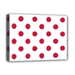 Polka Dots - Cardinal Red on White Deluxe Canvas 16  x 12  (Stretched)