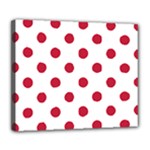 Polka Dots - Cardinal Red on White Deluxe Canvas 24  x 20  (Stretched)