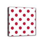 Polka Dots - Cardinal Red on White Mini Canvas 4  x 4  (Stretched)