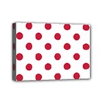 Polka Dots - Cardinal Red on White Mini Canvas 7  x 5  (Stretched)