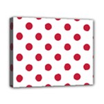Polka Dots - Cardinal Red on White Canvas 10  x 8  (Stretched)