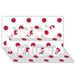 Polka Dots - Cardinal Red on White Best Friends 3D Greeting Card (8x4)