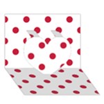 Polka Dots - Cardinal Red on White Heart 3D Greeting Card (7x5)