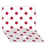 Polka Dots - Cardinal Red on White Heart Bottom 3D Greeting Card (7x5)
