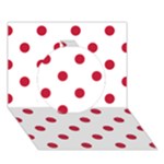 Polka Dots - Cardinal Red on White Circle 3D Greeting Card (7x5)
