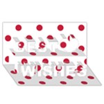 Polka Dots - Cardinal Red on White Best Wish 3D Greeting Card (8x4)