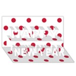 Polka Dots - Cardinal Red on White Happy New Year 3D Greeting Card (8x4)