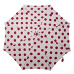 Polka Dots - Cardinal Red on White Hook Handle Umbrella (Medium)