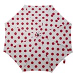 Polka Dots - Cardinal Red on White Hook Handle Umbrella (Small)