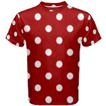 Polka Dots - White on Dark Candy Apple Red Men s Cotton Tee