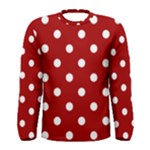 Polka Dots - White on Dark Candy Apple Red Men s Long Sleeve T-shirt