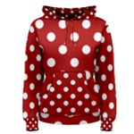 Polka Dots - White on Dark Candy Apple Red Women s Pullover Hoodie