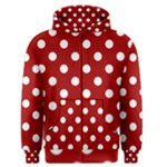 Polka Dots - White on Dark Candy Apple Red Men s Zipper Hoodie