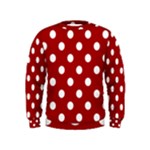 Polka Dots - White on Dark Candy Apple Red Kid s Sweatshirt