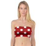 Polka Dots - White on Dark Candy Apple Red Bandeau Top