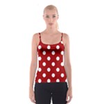 Polka Dots - White on Dark Candy Apple Red Spaghetti Strap Top