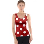 Polka Dots - White on Dark Candy Apple Red Tank Top