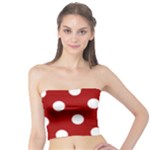 Polka Dots - White on Dark Candy Apple Red Tube Top
