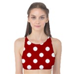 Polka Dots - White on Dark Candy Apple Red Tank Bikini Top