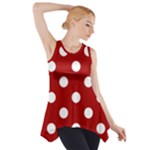 Polka Dots - White on Dark Candy Apple Red Side Drop Tank Tunic