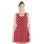 Polka Dots - White on Dark Candy Apple Red Scoop Neck Skater Dress