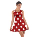 Polka Dots - White on Dark Candy Apple Red Cotton Racerback Dress