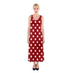 Polka Dots - White on Dark Candy Apple Red Full Print Maxi Dress