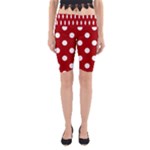 Polka Dots - White on Dark Candy Apple Red Yoga Cropped Leggings