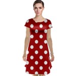 Polka Dots - White on Dark Candy Apple Red Cap Sleeve Nightdress