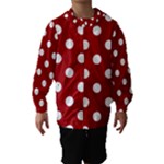 Polka Dots - White on Dark Candy Apple Red Hooded Wind Breaker (Kids)