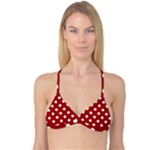Polka Dots - White on Dark Candy Apple Red Reversible Tri Bikini Top
