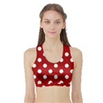 Polka Dots - White on Dark Candy Apple Red Women s Sports Bra with Border