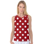 Polka Dots - White on Dark Candy Apple Red Women s Basketball Tank Top