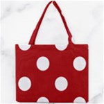 Polka Dots - White on Dark Candy Apple Red Mini Tote Bag