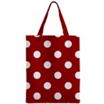 Polka Dots - White on Dark Candy Apple Red Zipper Classic Tote Bag