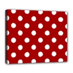 Polka Dots - White on Dark Candy Apple Red Deluxe Canvas 24  x 20  (Stretched)