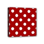 Polka Dots - White on Dark Candy Apple Red Mini Canvas 4  x 4  (Stretched)
