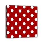 Polka Dots - White on Dark Candy Apple Red Mini Canvas 6  x 6  (Stretched)