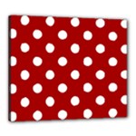 Polka Dots - White on Dark Candy Apple Red Canvas 24  x 20  (Stretched)