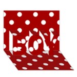 Polka Dots - White on Dark Candy Apple Red BOY 3D Greeting Card (7x5)