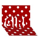 Polka Dots - White on Dark Candy Apple Red GIRL 3D Greeting Card (7x5)