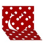 Polka Dots - White on Dark Candy Apple Red Heart 3D Greeting Card (7x5)