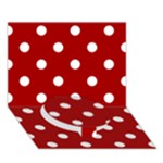 Polka Dots - White on Dark Candy Apple Red Circle Bottom 3D Greeting Card (7x5)