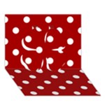 Polka Dots - White on Dark Candy Apple Red Clover 3D Greeting Card (7x5)
