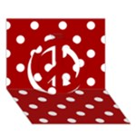 Polka Dots - White on Dark Candy Apple Red Peace Sign 3D Greeting Card (7x5)