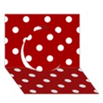 Polka Dots - White on Dark Candy Apple Red Circle 3D Greeting Card (7x5)